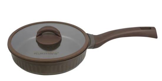 Сковорода 260мм с ручкой,со стеклянной крышкой, АП линия "Stella"(mokko) ссм261а