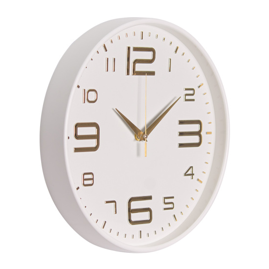 3015-001 Часы настенные круг d=30см, корпус белый+золото, "Классика", "Рубин"