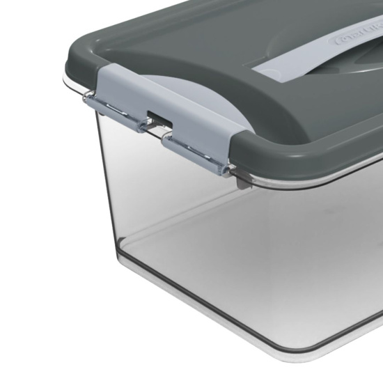 Контейнер с защелками и ручкой 8л "Клик" темно-серый С273ТСЕР Контейнер с защелками и ручкой 8л "Клик" темно-серый С273ТСЕР