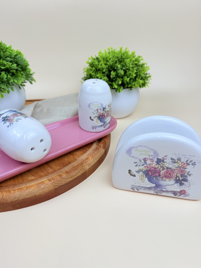 Набор для специй с салфетницей Lavenir "Beautiful garden" 4,3/9,5*7/21*6 см HC415-K48 доломит 101194
