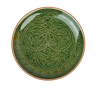 Ляган 32см, плоский Риштанская керамика коричневый