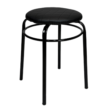 Табурет "Люкс" с кольцом к\з стег.Черный н.черные