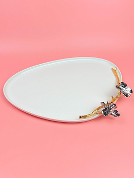 Блюдо белое с бабочками OLS-9326-2