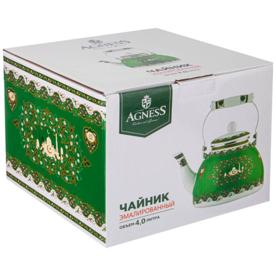 ЧАЙНИК AGNESS  ЭМАЛИРОВАННЫЙ, СЕРИЯ СУРА 4 Л (КОР=8ШТ.) (934-321)