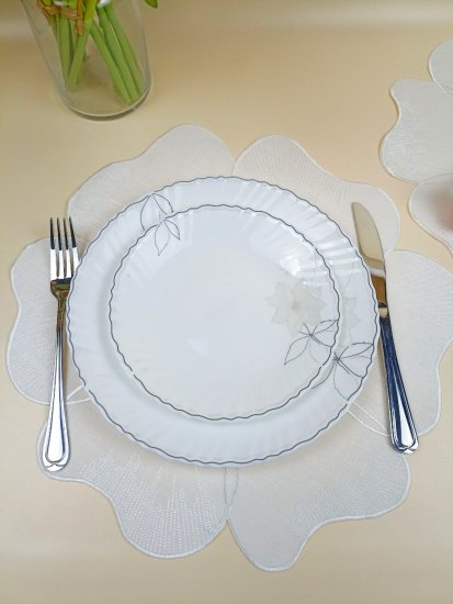 Набор плейсмат 6 шт  38см белые OLS-918-1