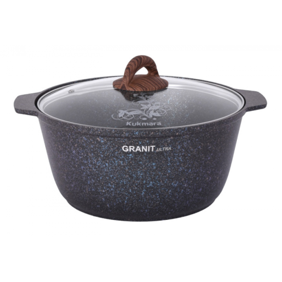 Кастрюля-жаровня 5л диаметром 28см со стекл. крышкой, АП линия "Granit ultra" (blue) жгг52а