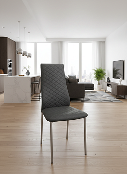 Стул "Бостон" (Стеганный) к\з серый н.хром