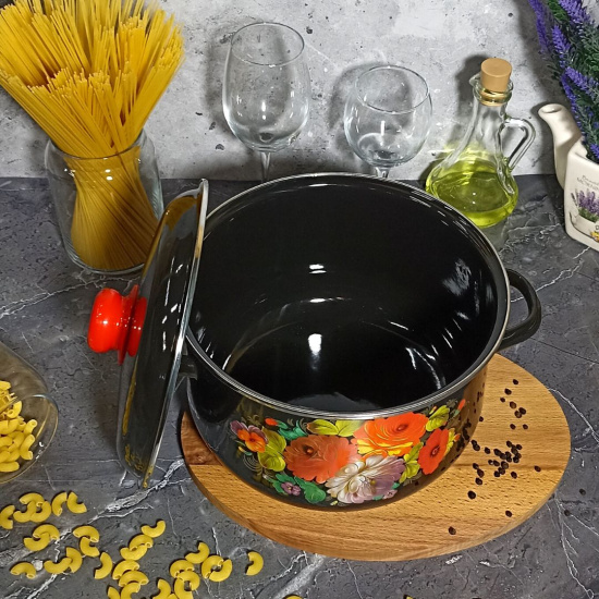 Кастрюля конич. 5,5 л. черн. Жостово 1с47я Кастрюля конич. 5,5 л. черн. Жостово 1с47я