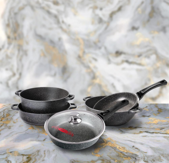 Сковорода 220/55мм Гранит Induction съемная ручка,без крышка, Ис2253аг 