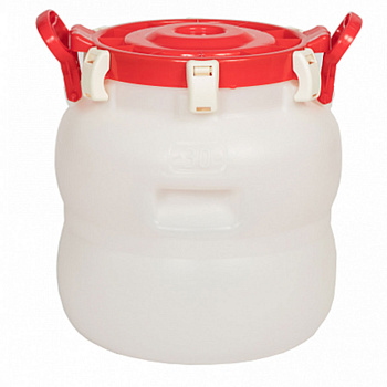 Бочка 30л белая с широким горлом с гермт.кр