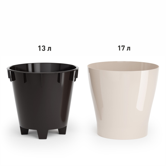 Горшок цветочный "Лея" 17л двойной (с автополивом) (бежевый) М8865