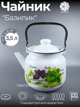 Чайник для плиты 3,5л 01-2713/4 Базилик