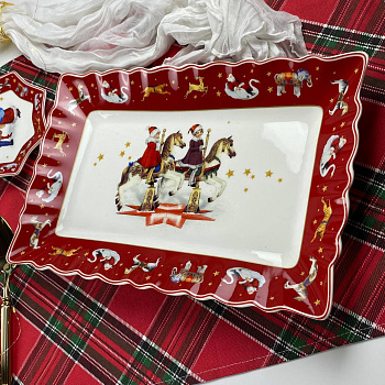 Блюдо 30см. НОВОГОДНИЙ в под.уп.(х12) Фарфор 105-606