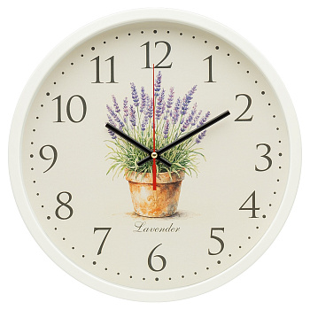 3027-042 (10) Часы настенные круг d=30см, корпус белый "Лаванда", Рубин