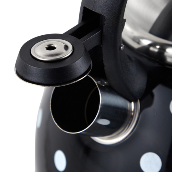 Чайник 2,5л нержавеющая сталь HR732-1 черный в белый горох OLS-001-5