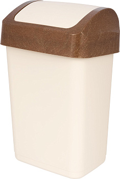 Контейнер для мусора Wood 12 л с крышкой-маятником, сливочный/бук SC480311000