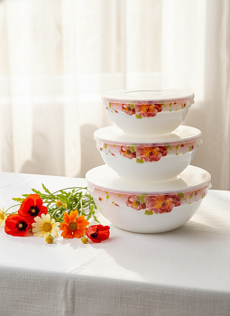 Набор салатников (4пр.) Lavenir "Шиповник" 600/500/400/300 мл SW-4T A9-61100 (35198)