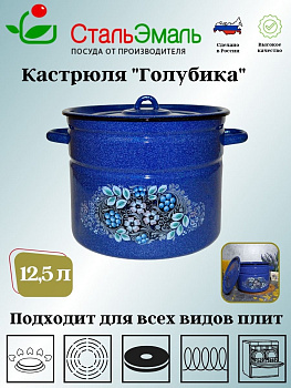 Кастрюля 12,5л цил. син. с зерн. Голубика 1с300с Кастрюля 12,5л цил. син. с зерн. Голубика 1с300с