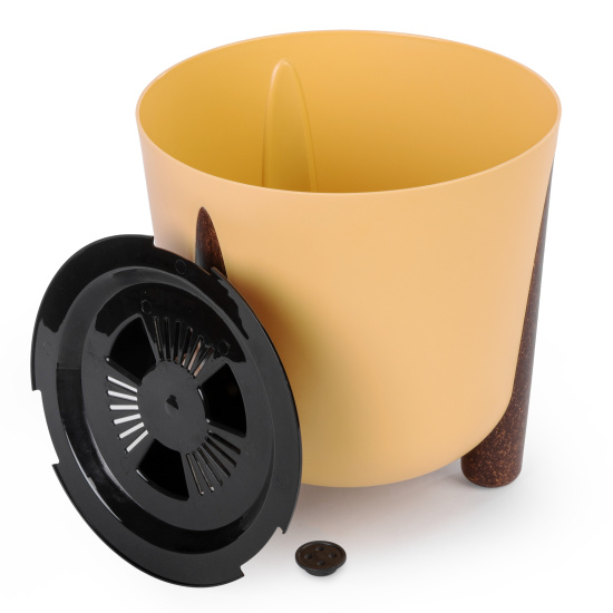 Кашпо на ножках "Жардин" 21л (с дренажной вставкой) (горчичный) М9128