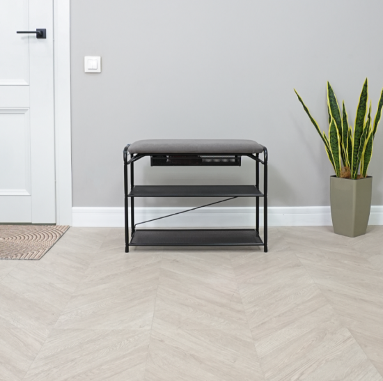 Подставка для обуви "Гранада 23В_НБК" с сиденьем и ящиком нубук (Черный) 