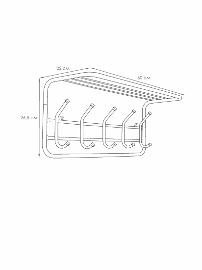 Вешалка с полкой 60см (6) Белый