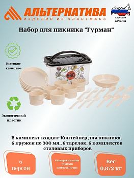 Набор для пикника "Гурман" 7л (6 персон) М3058