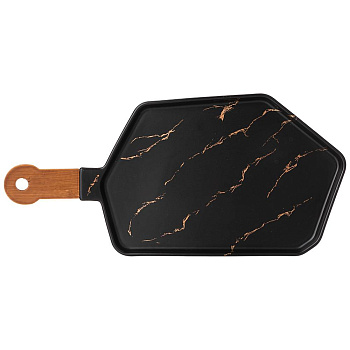 МЕНАЖНИЦА С ДЕРЕВЯННОЙ РУЧКОЙ КОЛЛЕКЦИЯ "ЗОЛОТОЙ МРАМОР" ЦВЕТ:BLACK  40*19 СМ (412-201)