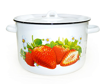 Кастрюля 7,0л 1с18с белосн Клубника садовая Кастрюля 7,0л 1с18с белосн Клубника садовая