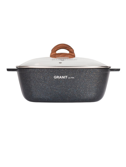 Кастрюля-жаровня 4л квадратная 260х260 со стекл. крышкой,АП линия "Granit Ultra"(blue) жкгг42а