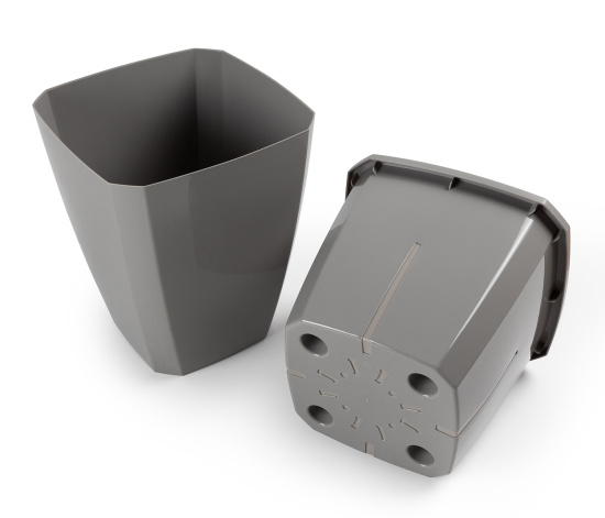 Кашпо квадратное с дренажной вставкой "Лаунж" 4л/2,8л пыльно-серое С372ПСЕР