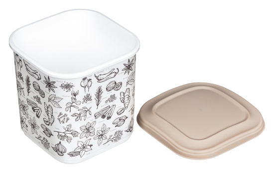 Емкость для сыпучих продуктов 1,8л с декором (бежевый) 221155827/01 Емкость для сыпучих продуктов 1,8л с декором (бежевый) 221155827/01