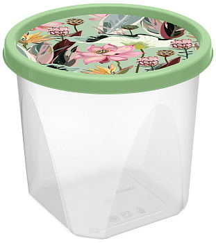 Контейнер для продуктов круглый 1,75л с декором (зеленый) 222133218/08