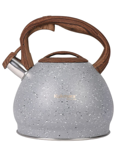 Чайник 3,4л со свистком из нержавеющей стали серый мрамор "Grey" kuk-07/3103455