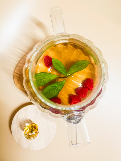 Чайник заварочный  1л стеклянный с бамбуковой крышкой OLS-339-25