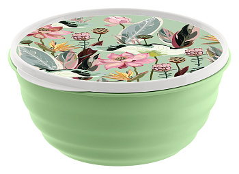 Миска "Latina" 3,2л с крышкой с декором (зеленый) 222133718/08