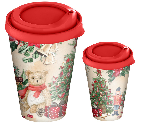 Набор с декором "Игрушки": стакан с крышкой 420мл + ланч-бокс 0,85л (красный) 223137106/03