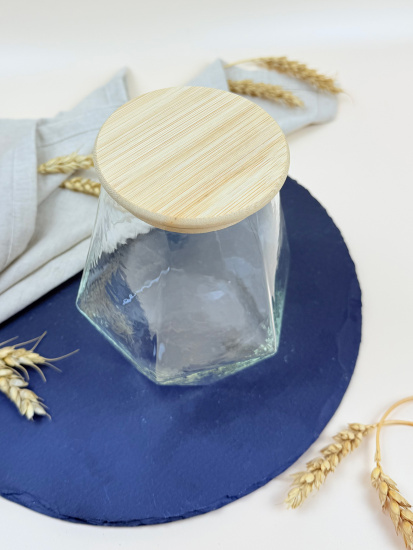 Банка для хранения с бамбуковой крышкой 950мл OLS-339-29 Банка для хранения с бамбуковой крышкой 950мл OLS-339-29