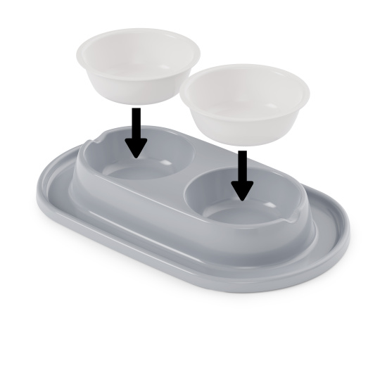 Миска для животных   0,3л двойная на подставке серый М8496