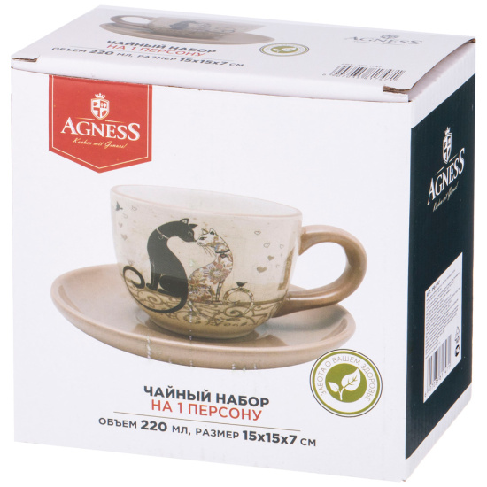 ЧАЙНАЯ ПАРА AGNESS "ПАРИЖСКИЕ КОТЫ" 15*7 СМ 220 МЛ (КОР=36НАБ.) (358-1747)