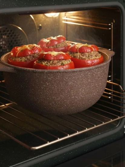 Кастрюля алюминиевая с антипригарным покрытием и стеклянной крышкой 4л серии "Алтай" 1704-07-10