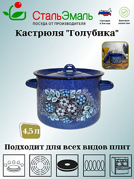 Кастрюля 4,5л цил. син. с зерн. Голубика 1с17с Кастрюля 4,5л цил. син. с зерн. Голубика 1с17с
