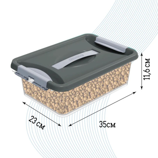 Контейнер с защелками и ручкой 6л "Клик" темно-серый С272ТСЕР