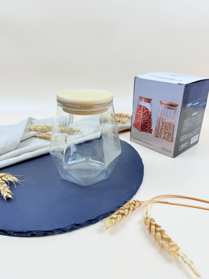 Банка для хранения с бамбуковой крышкой 550мл OLS-339-27