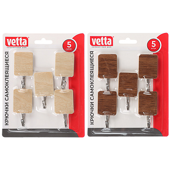 VETTA Крючки самоклеящиеся, 5 шт, принт под "Дерево", металл, PS 440-374