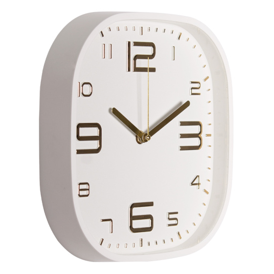 2501-001 Часы настенные квадрат 25х25см, корпус белый+золото, "Классика", Рубин