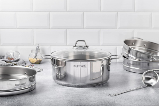 Мантоварка 6,0 литров, 3в1, диаметром 26см, 3 секции, со стеклянной крышкой STM602603G