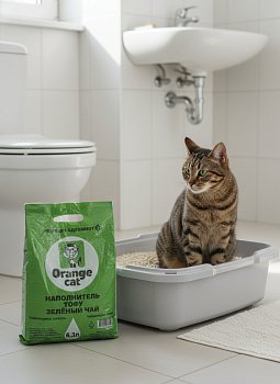 Наполнитель для кошек 6,3л тофу зеленый чай Orange Cat 