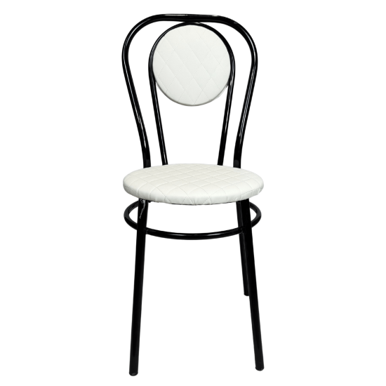 Стул №5 (метал.) 2-кольца к\з стег. Белый н.черный