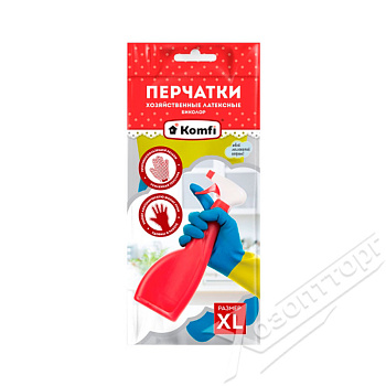 Перчатки хозяйственные латексные  XL BICOLO4,,