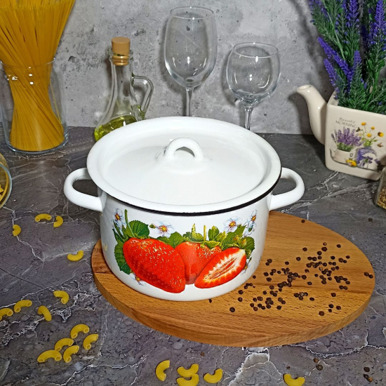 Кастрюля 2,9л цил. 1с16с/1 белосн. Клубника садовая